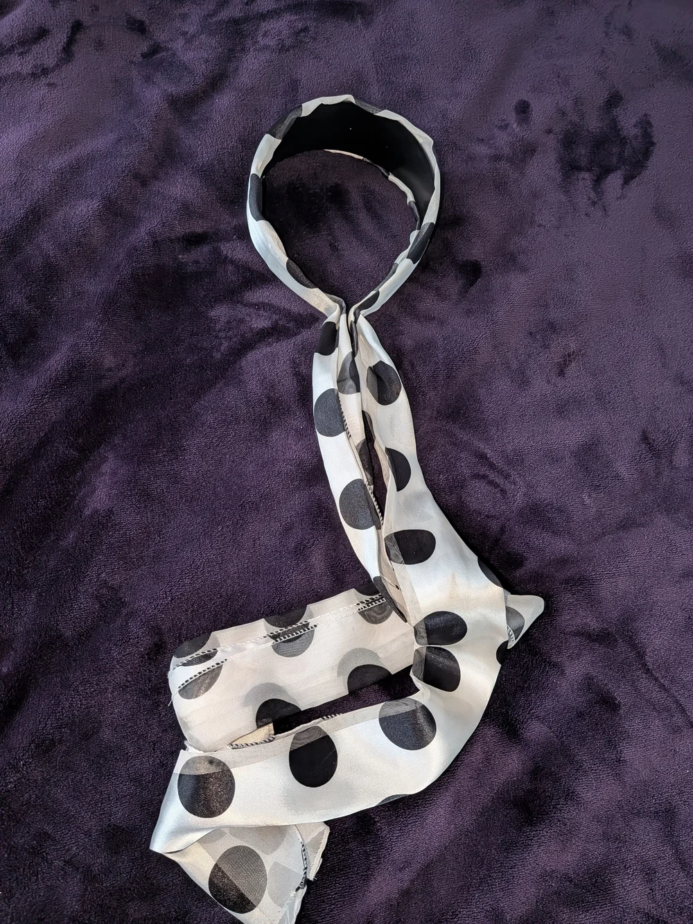 Black and White Polka Dot Hair Scarf Headband
